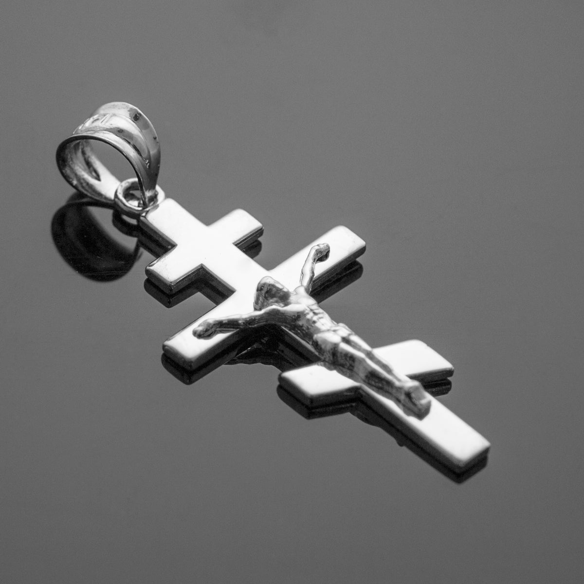 Silver Russian Orthodox Crucifix Pendant Necklace, view 4