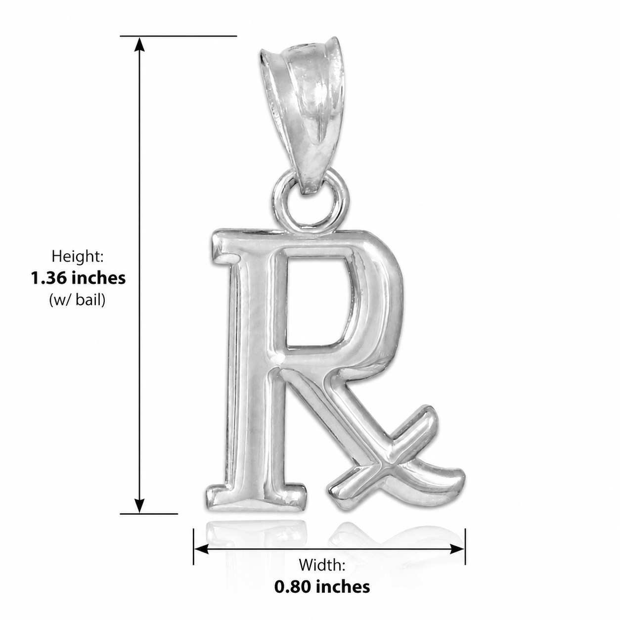 Silver Rx Prescription Symbol Charm Pendant Necklace, view 2