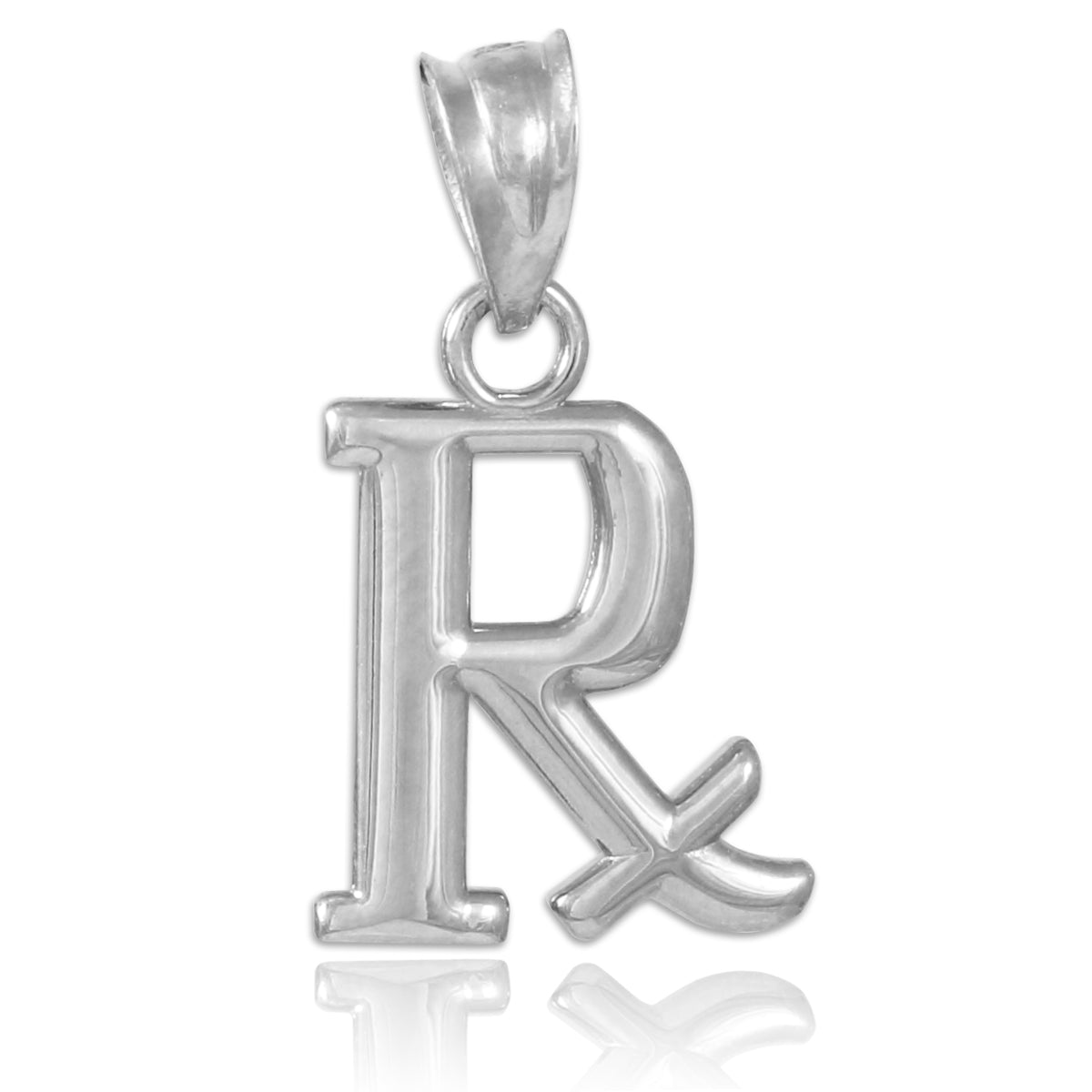 Silver Rx Prescription Symbol Charm Pendant Necklace, view 3