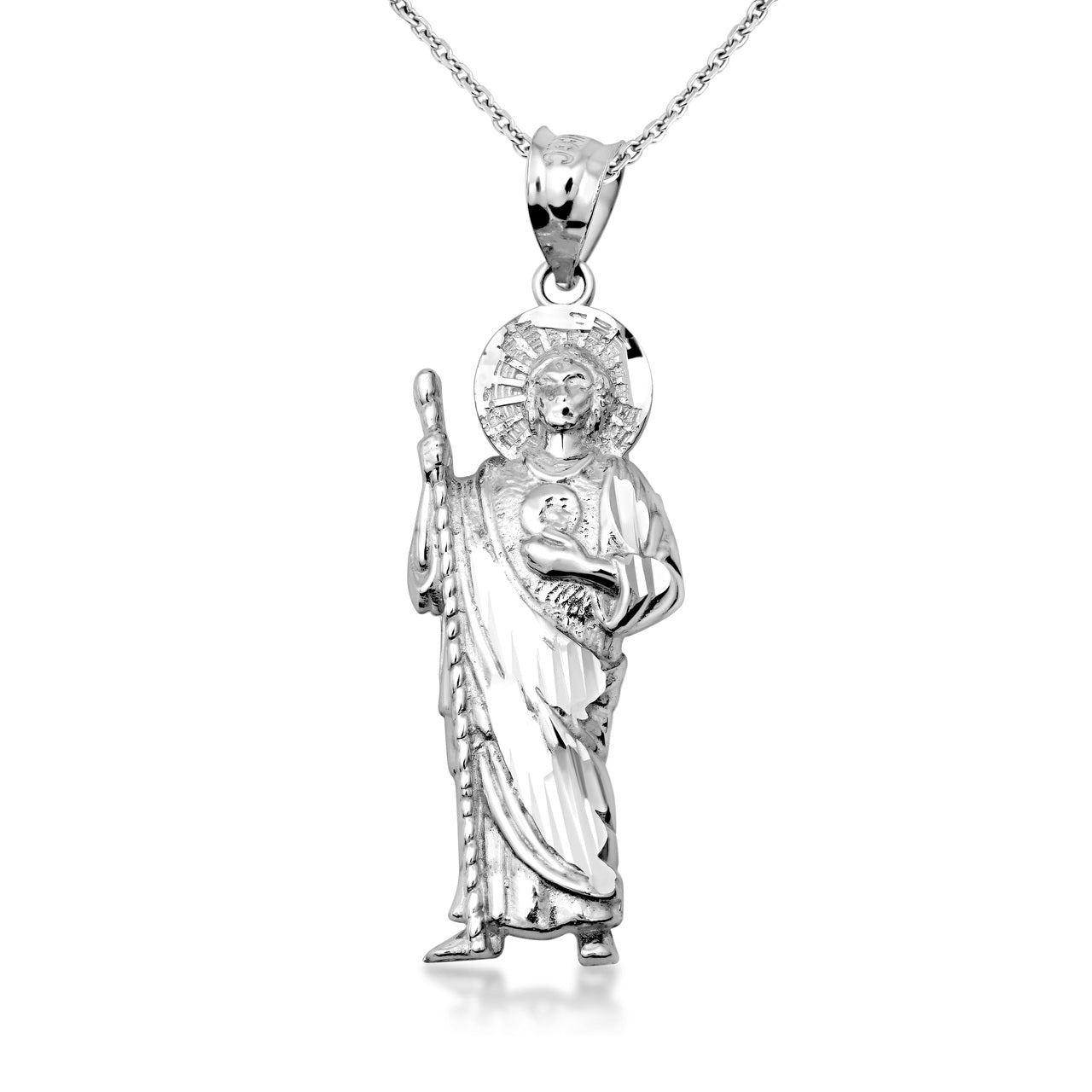 Silver San Judas Pendant Necklace, view 3
