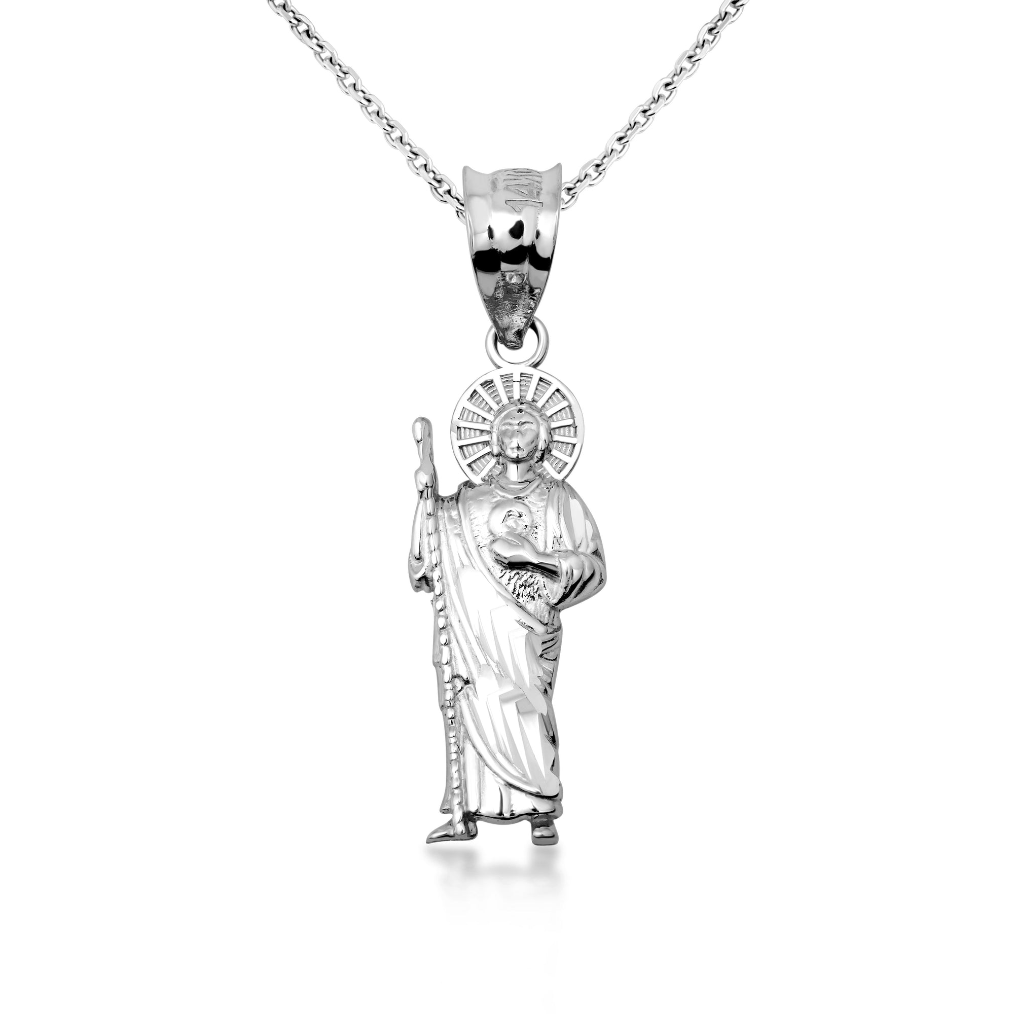 Silver San Judas Pendant Necklace, view 4