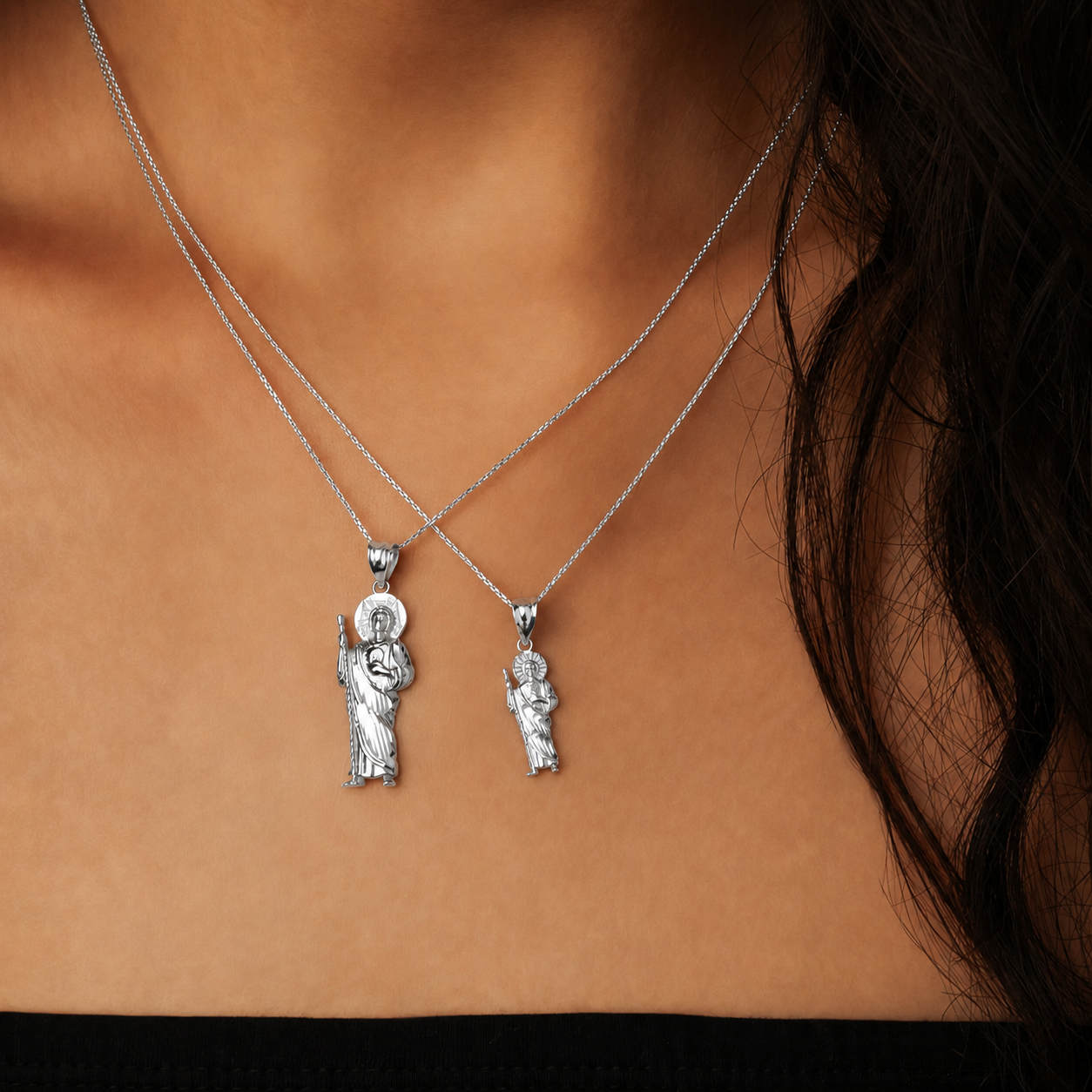 Silver San Judas Pendant Necklace, view 5