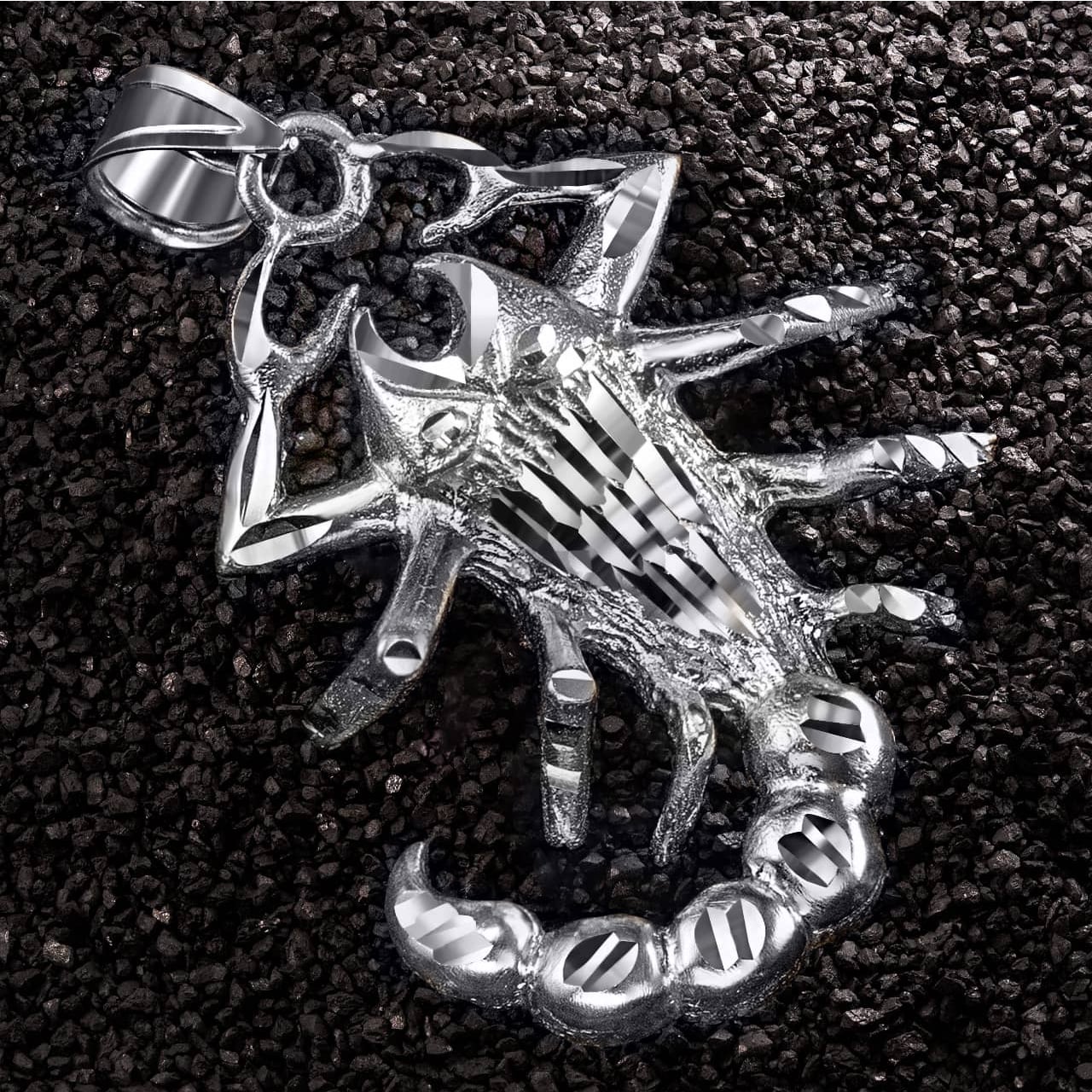 Silver Scorpion Symbol of Power Pendant Necklace, view 4