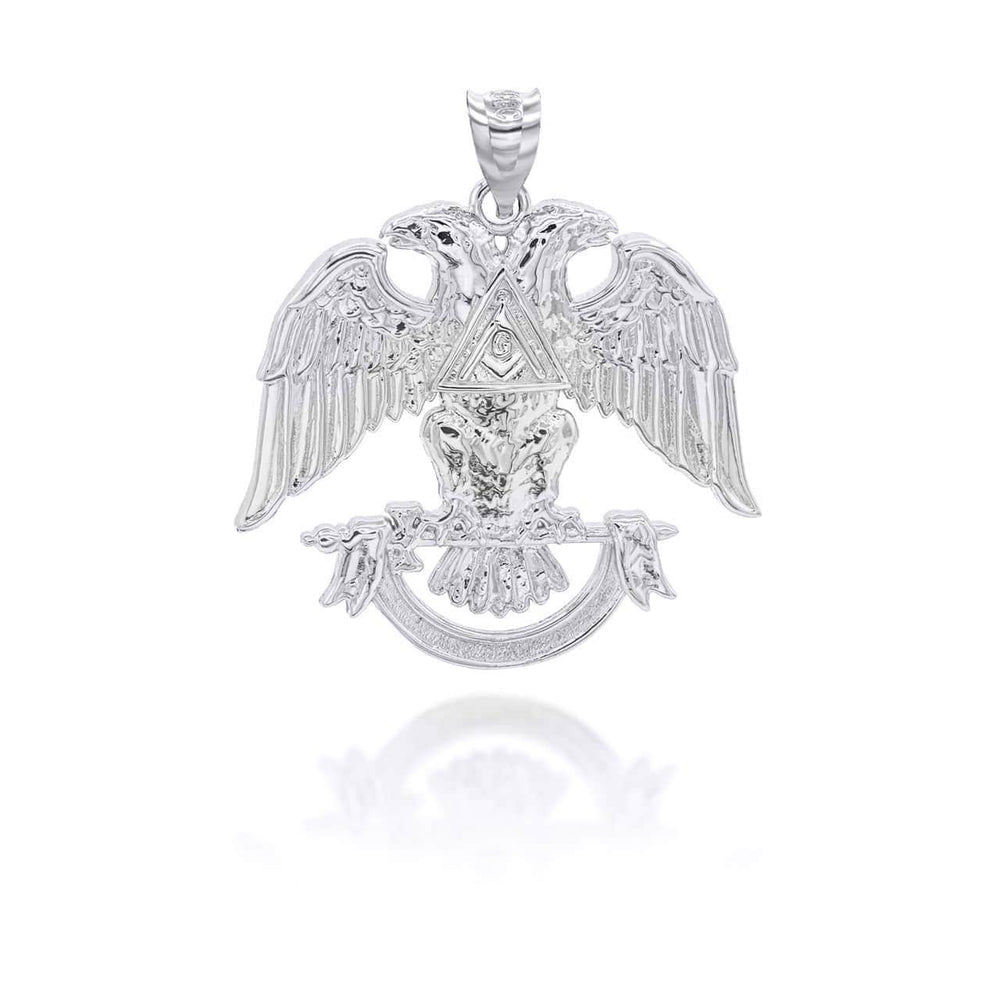 Silver Scottish Rite Double Headed Eagle Pendant Necklace