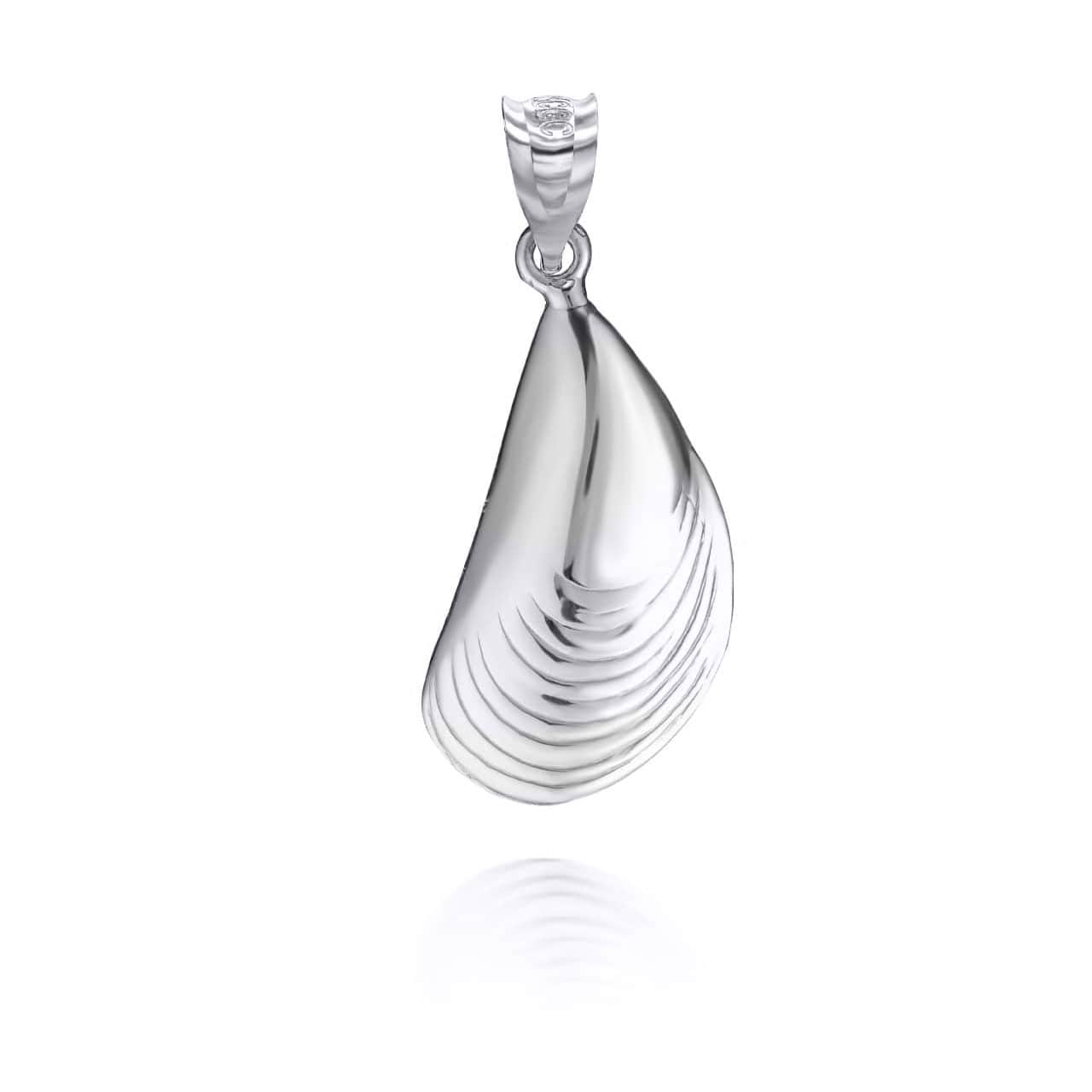 Silver Sea Mussel Shell Pendant Necklace