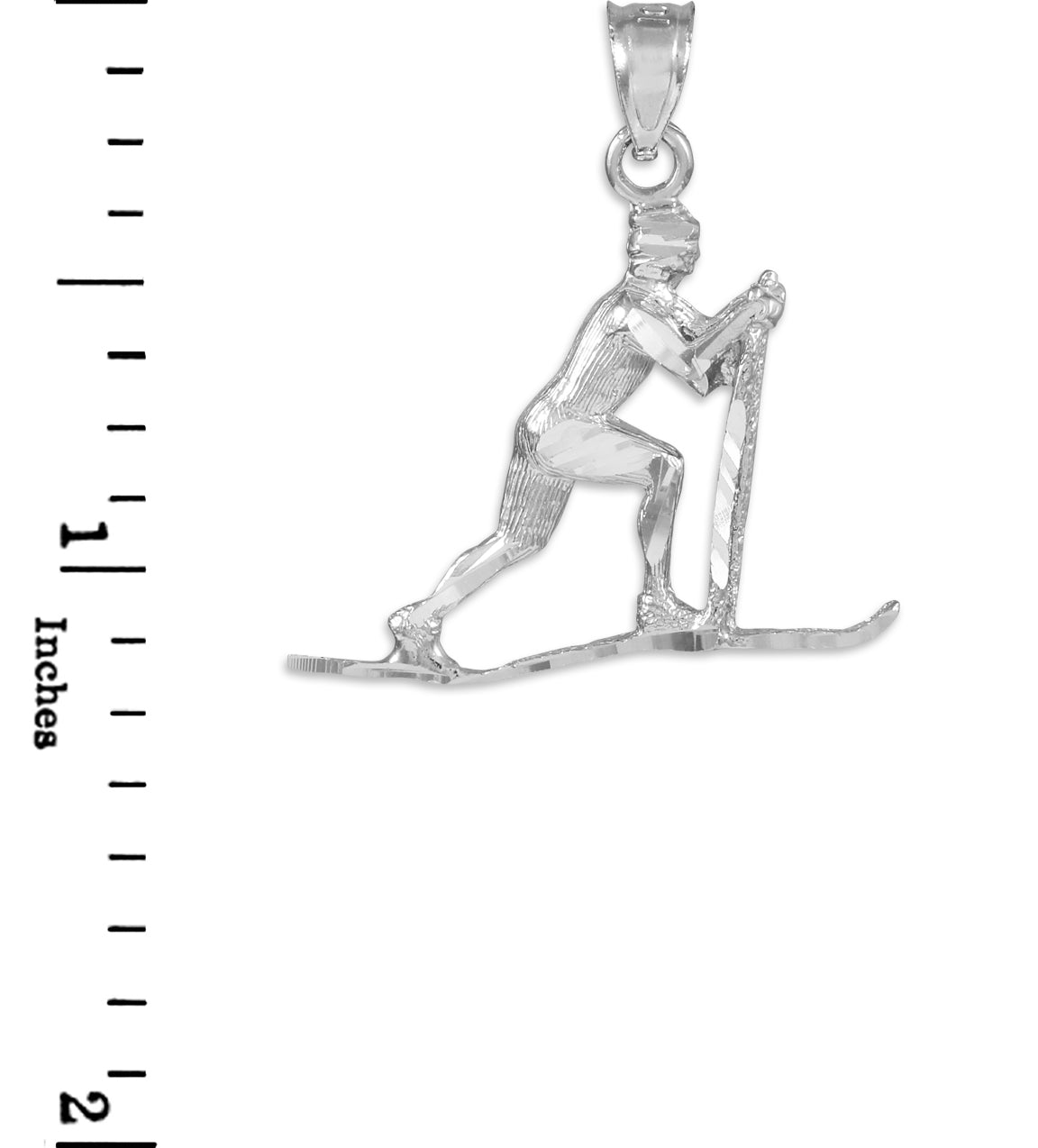 Silver Skier Pendant Necklace, view 3
