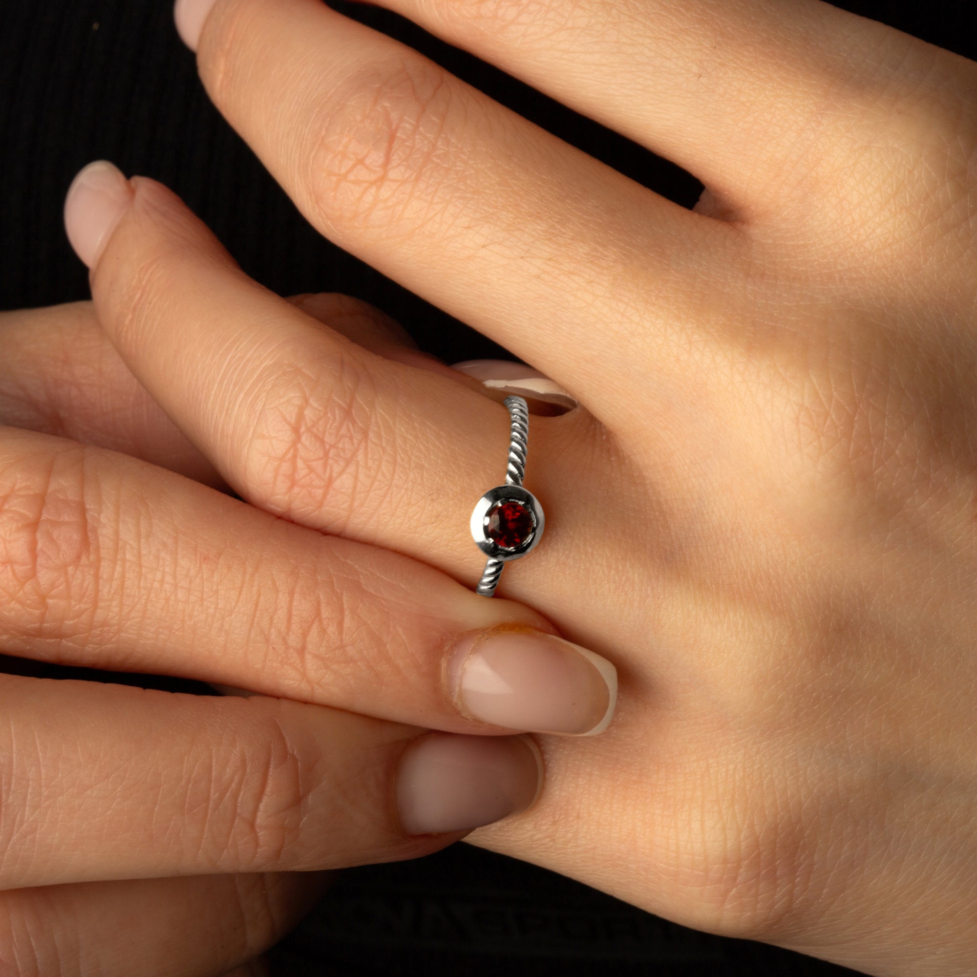 Silver Stackable Custom Birthstone Ring, view 2