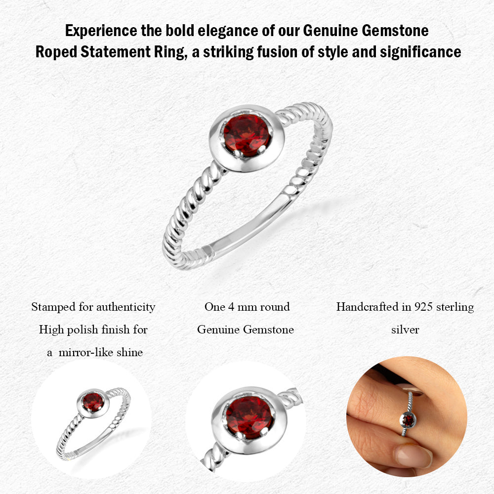 Silver Stackable Custom Birthstone Ring, view 3