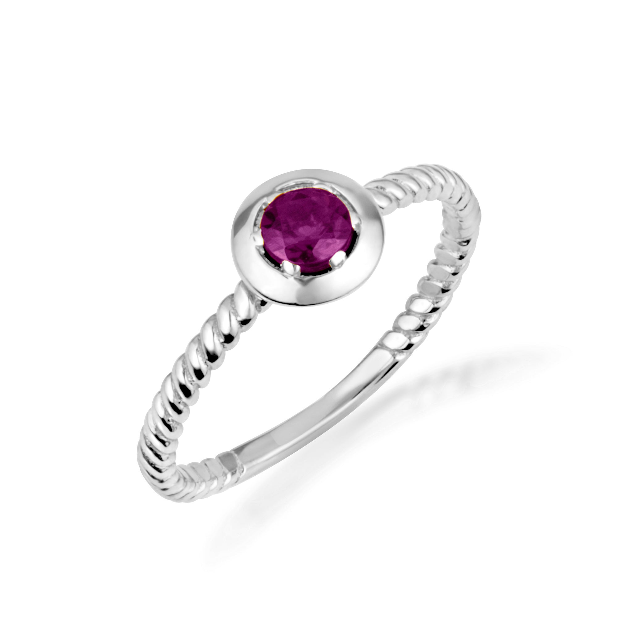 Silver Stackable Custom Birthstone Ring, view 5