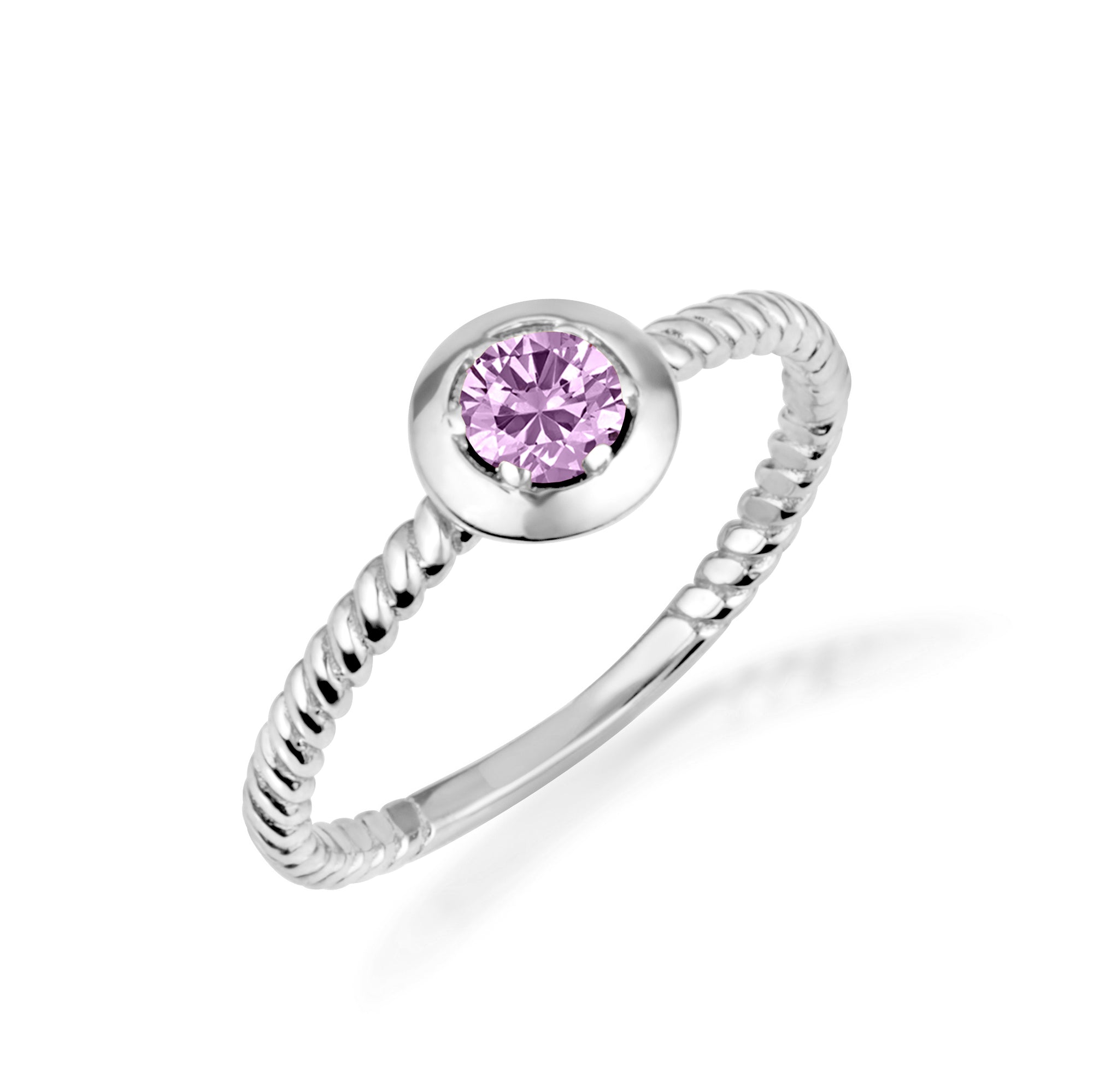 Silver Stackable Custom Birthstone Ring, view 9