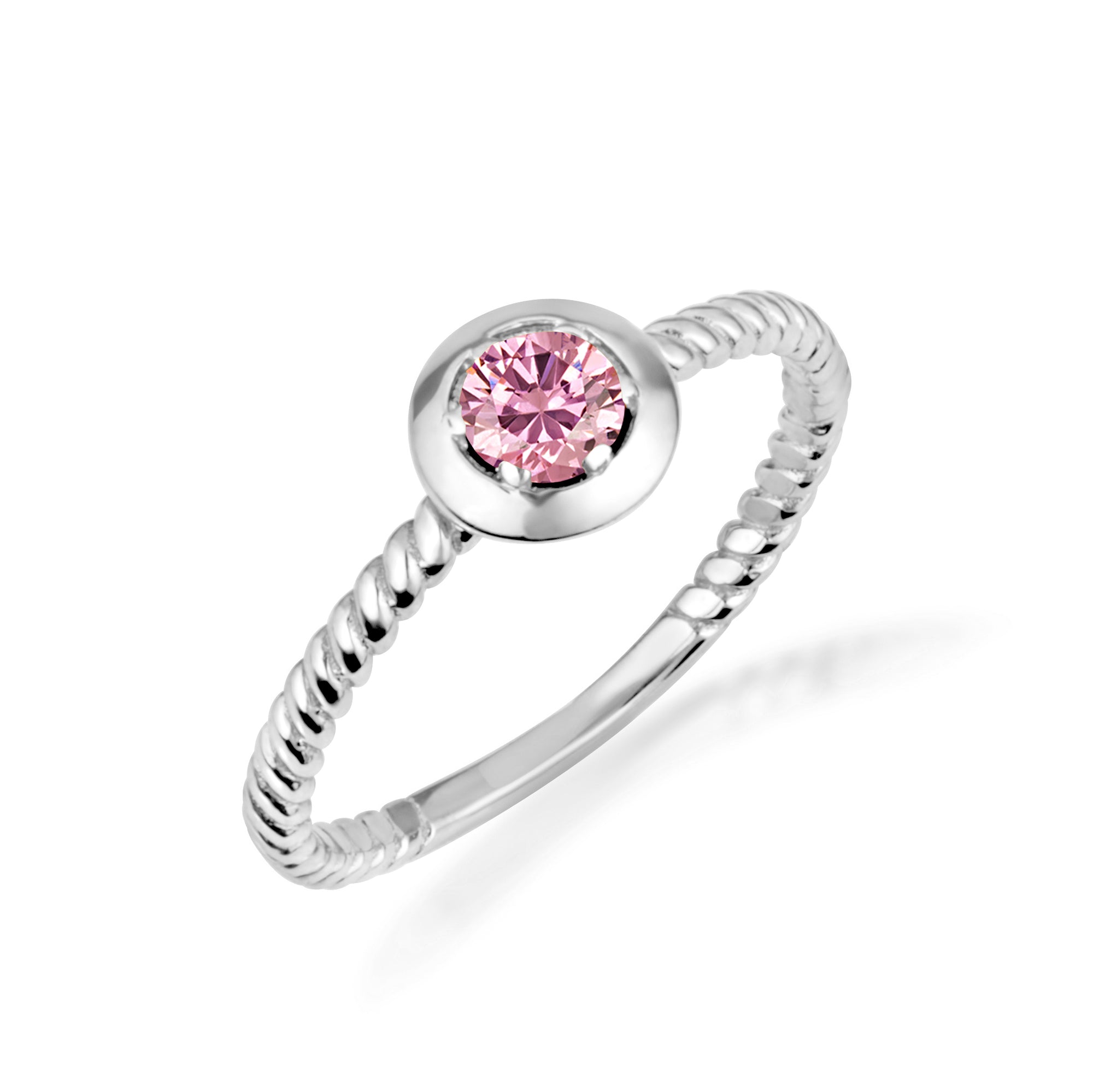 Silver Stackable Custom Birthstone Ring, view 13