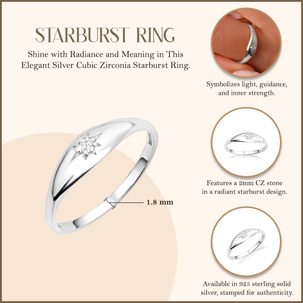Silver Star Signet Ring, view 3
