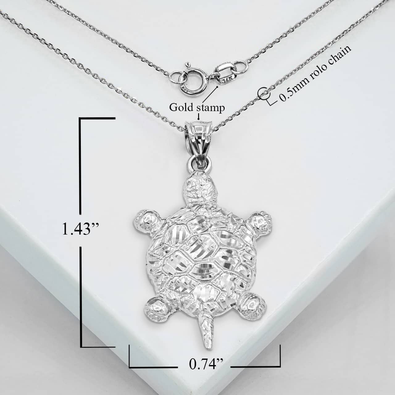 Silver Turtle Pendant Necklace, view 3