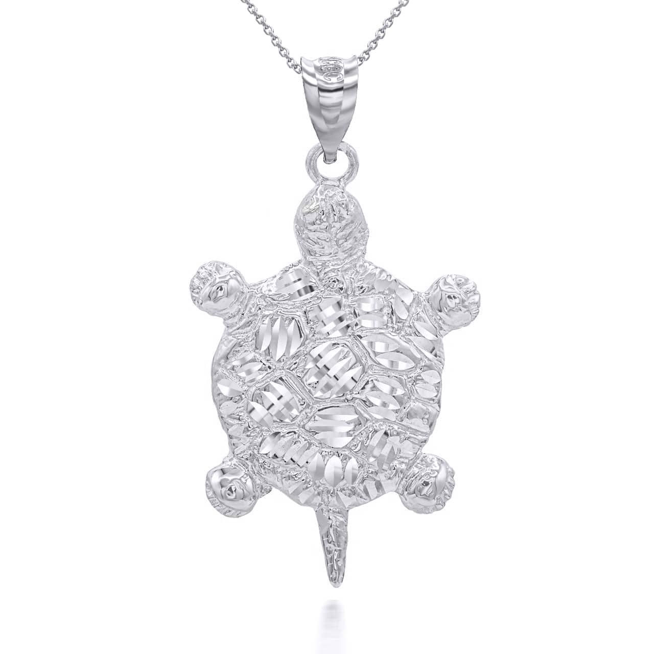 Silver Turtle Pendant Necklace, view 4