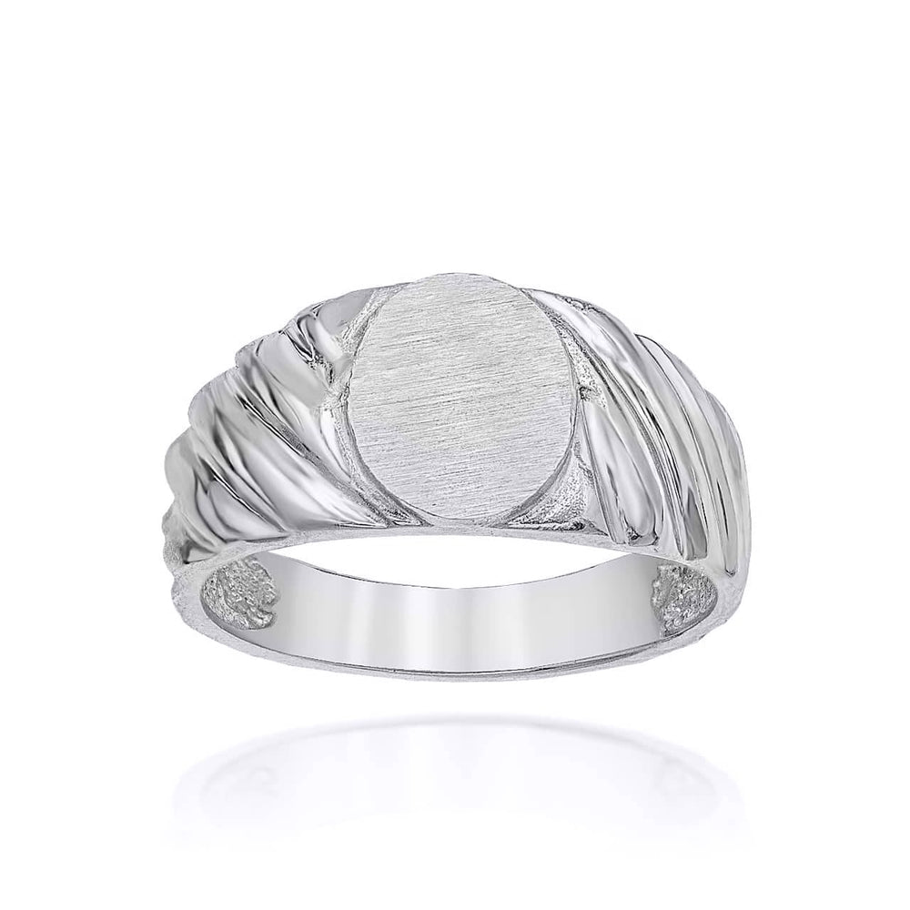 Silver Twisted Oval Engravable Signet Ring