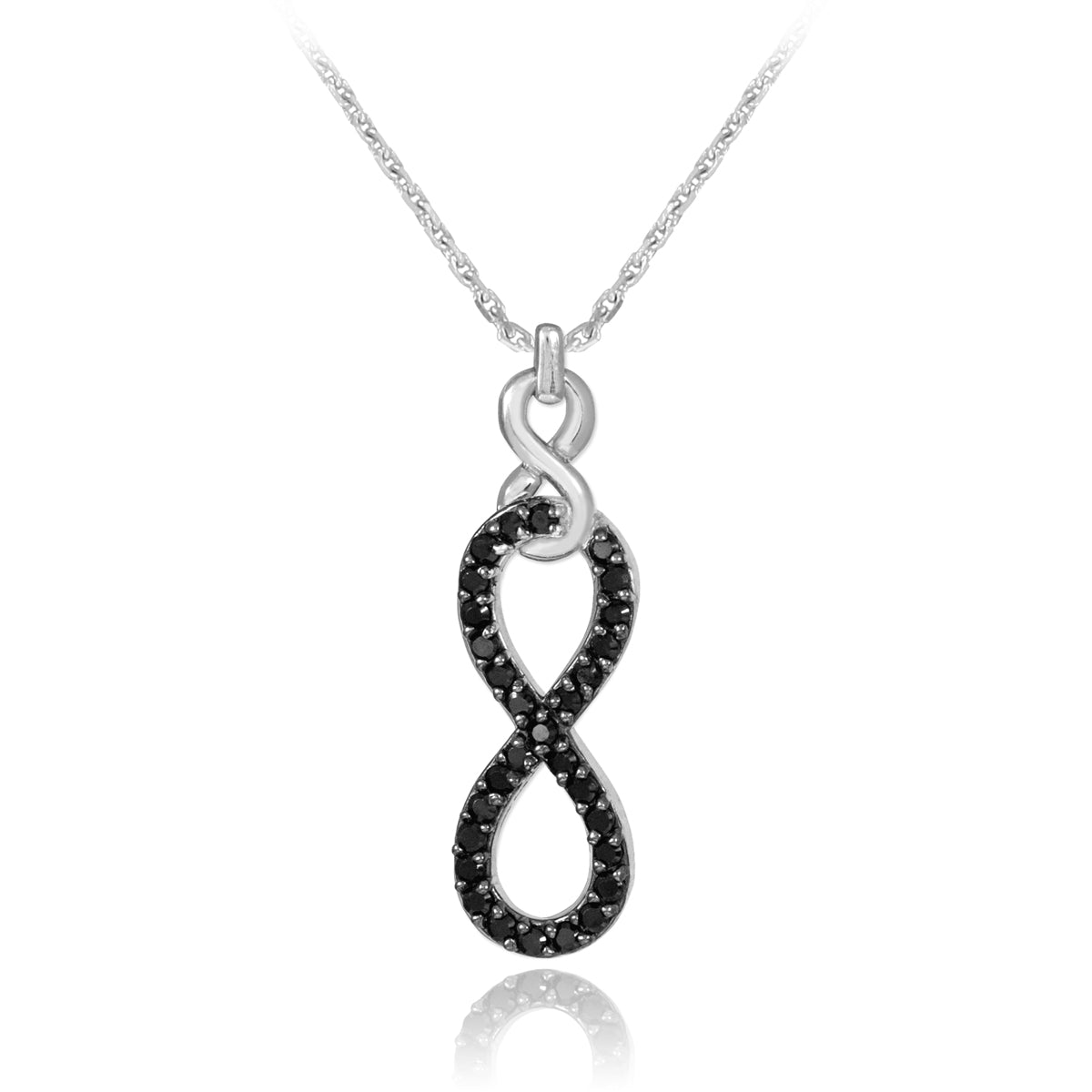 Silver Vertical Infinity Black CZ Necklace
