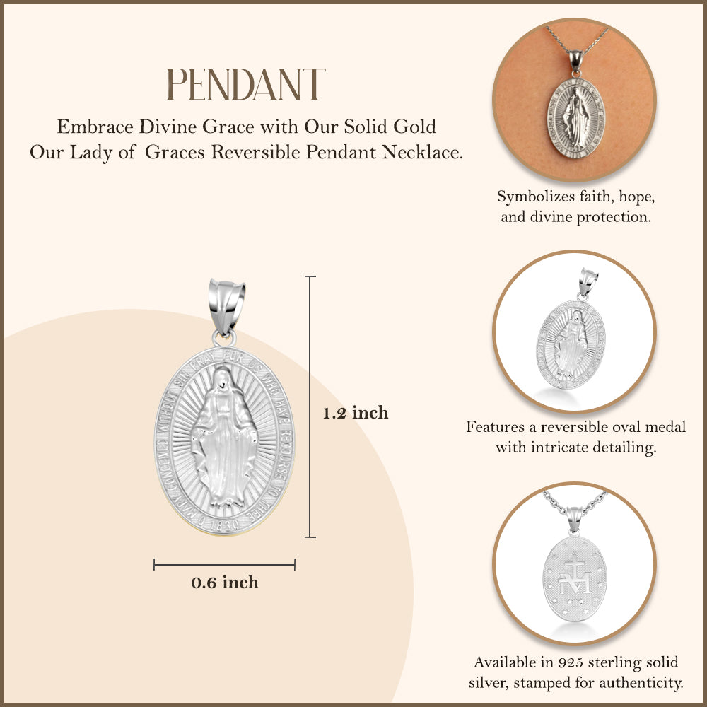 Silver Virgin Mary Necklace - Miraculous Medal, view 3
