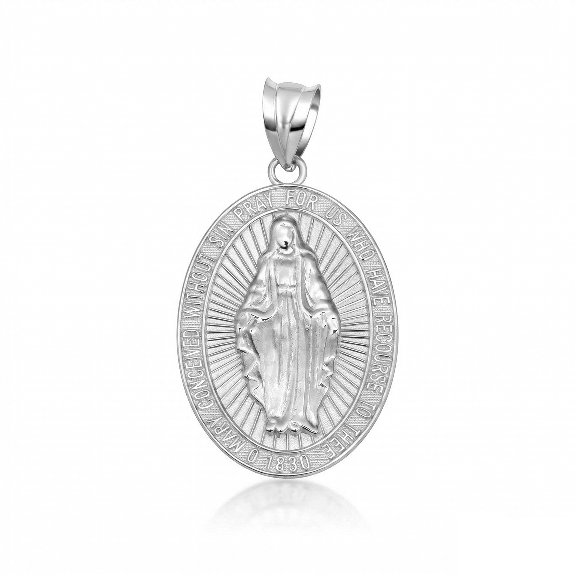 Silver Virgin Mary Necklace - Miraculous Medal, view 4