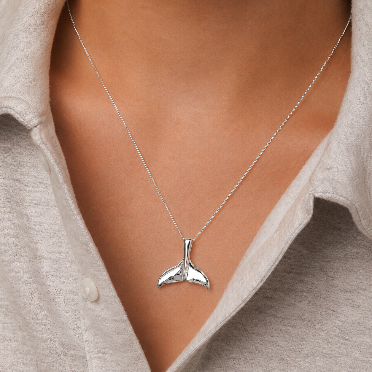 Silver Whale Tail Pendant, view 3