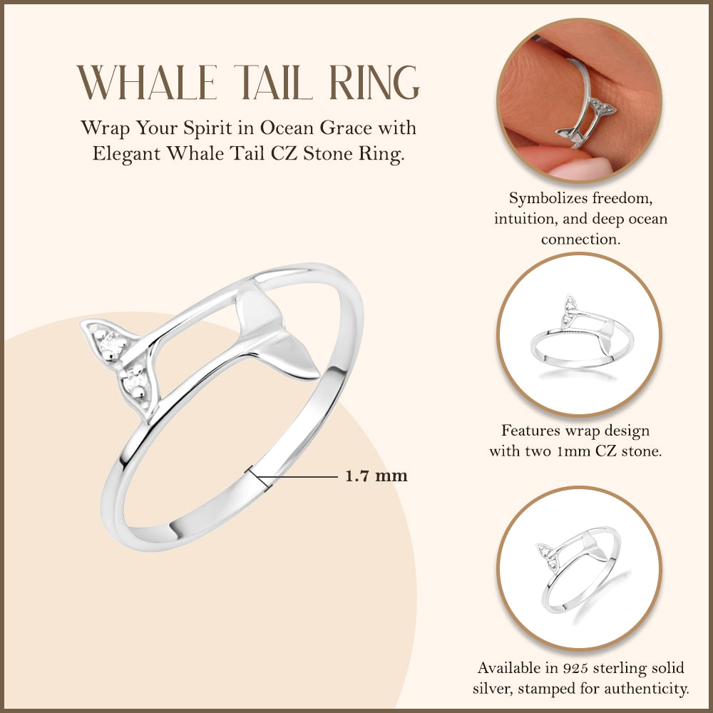 Silver Whale Tail Wrap Ring, view 3