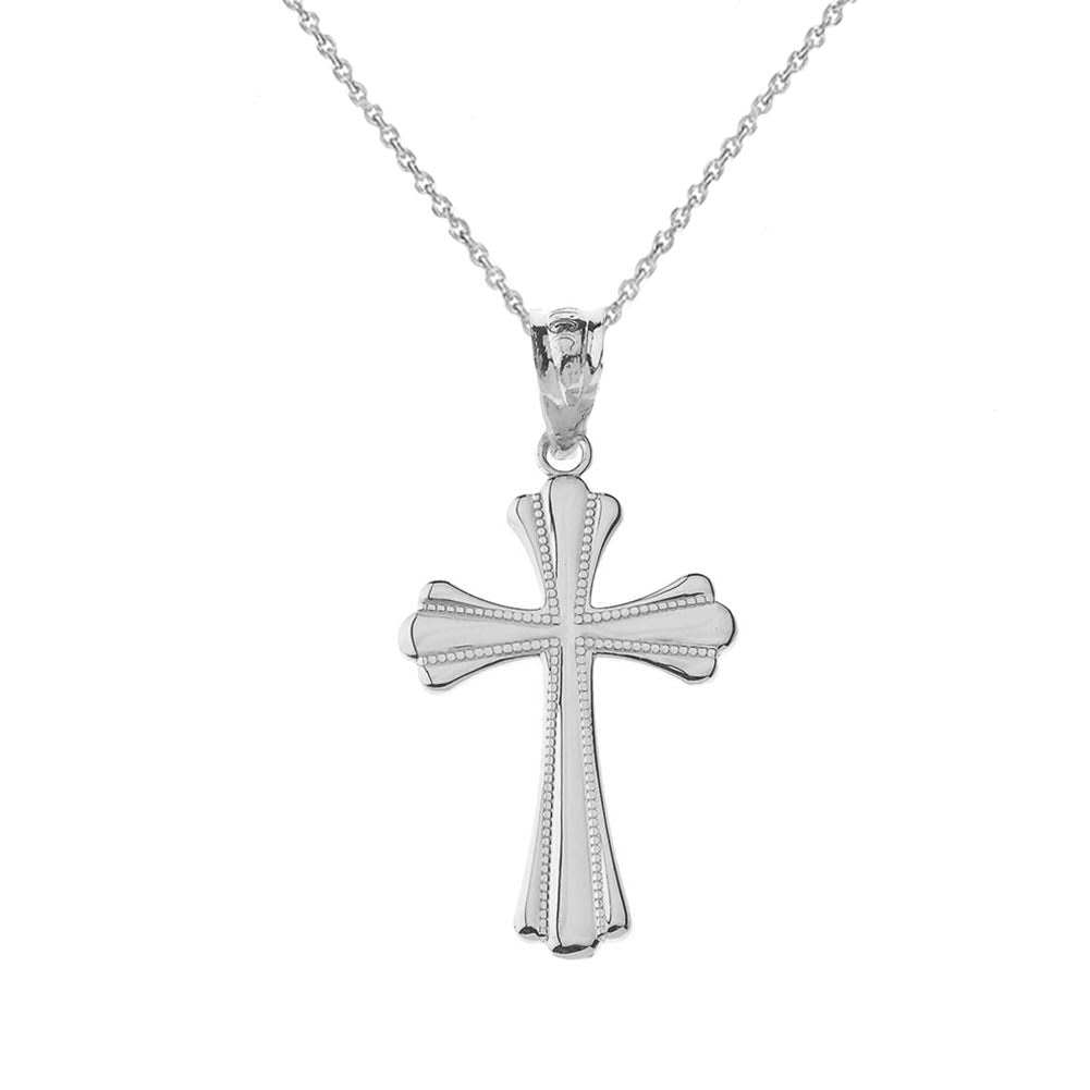 Simple Milgrain Cross Pendant Necklace in Gold, view 5