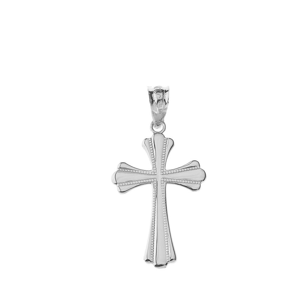 Simple Milgrain Cross Pendant Necklace in Gold, view 6