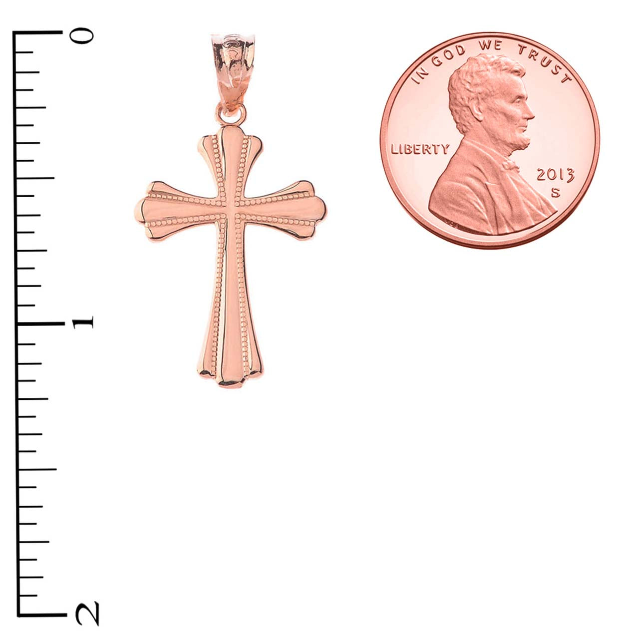 Simple Milgrain Cross Pendant Necklace in Gold, view 8