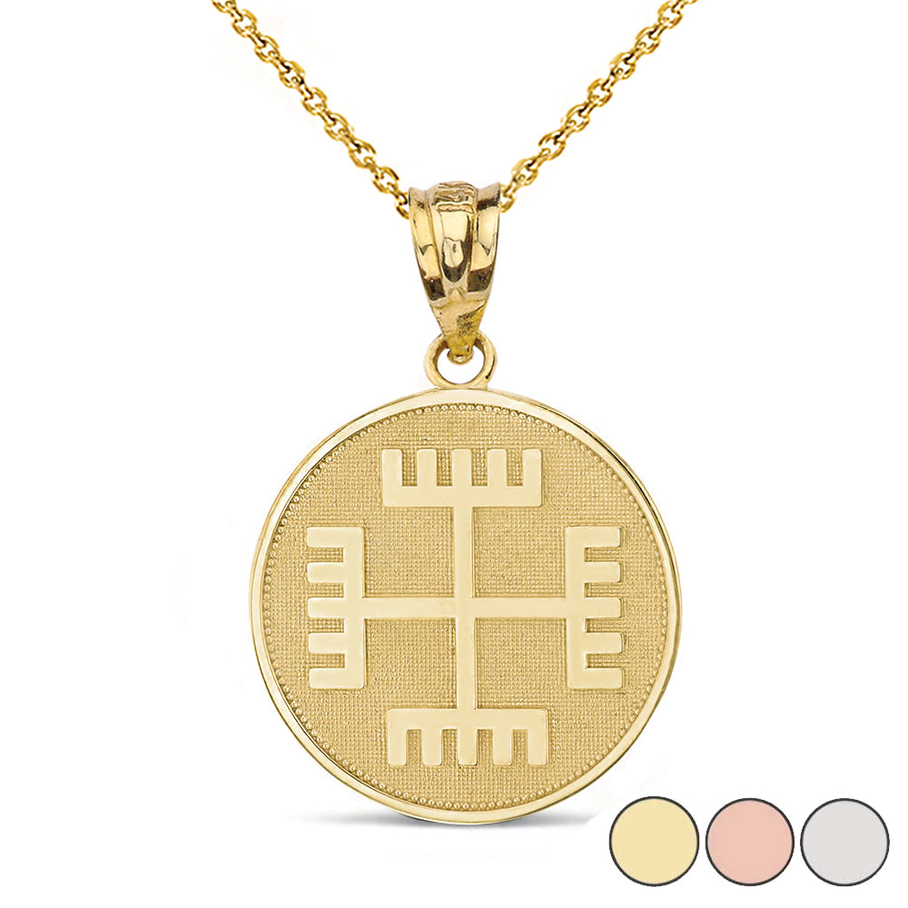 Slavic Neopaganism Rece Boga ("Hands of God") Disc Pendant Necklace in Solid Gold