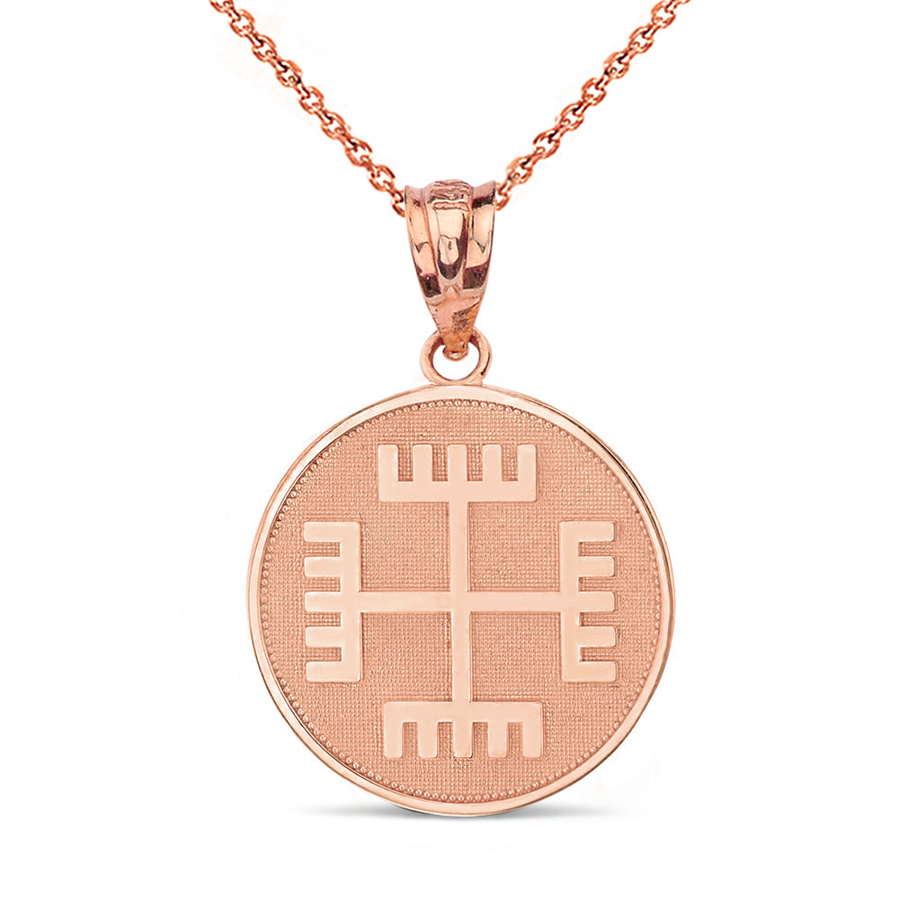Slavic Neopaganism Rece Boga ("Hands of God") Disc Pendant Necklace in Solid Gold, view 4