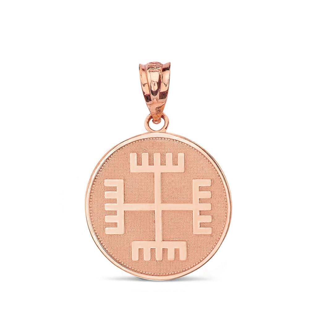 Slavic Neopaganism Rece Boga ("Hands of God") Disc Pendant Necklace in Solid Gold, view 5