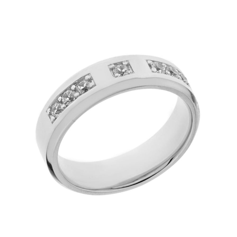Sleek Cubic Zirconia Men's Ring in White Gold