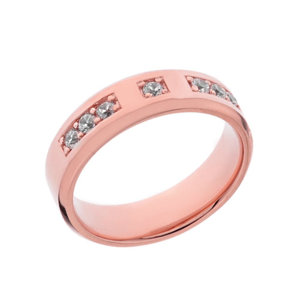 Sleek Diamond Men's Ring in Rose Gold