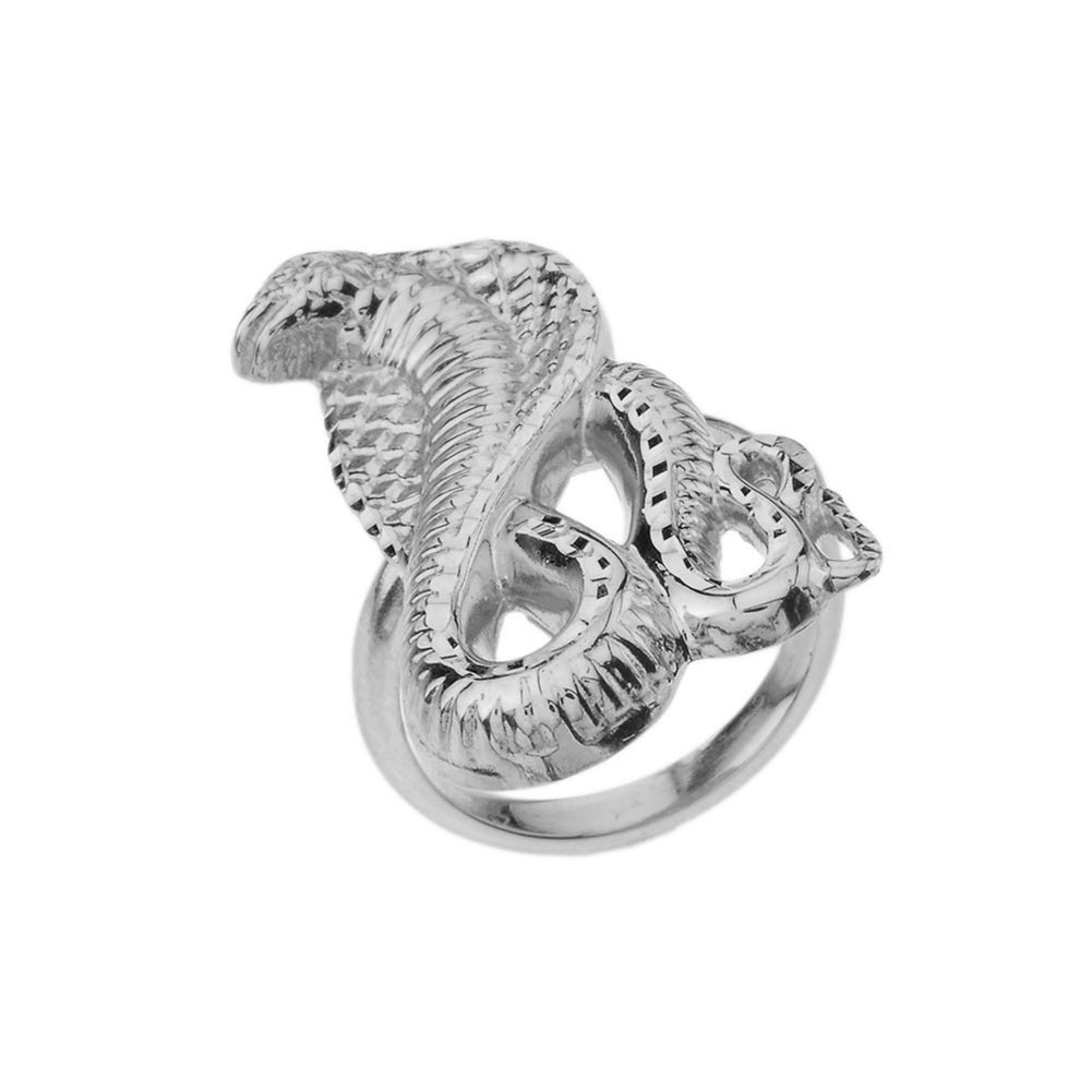 Snake Statement Ring in White Gold