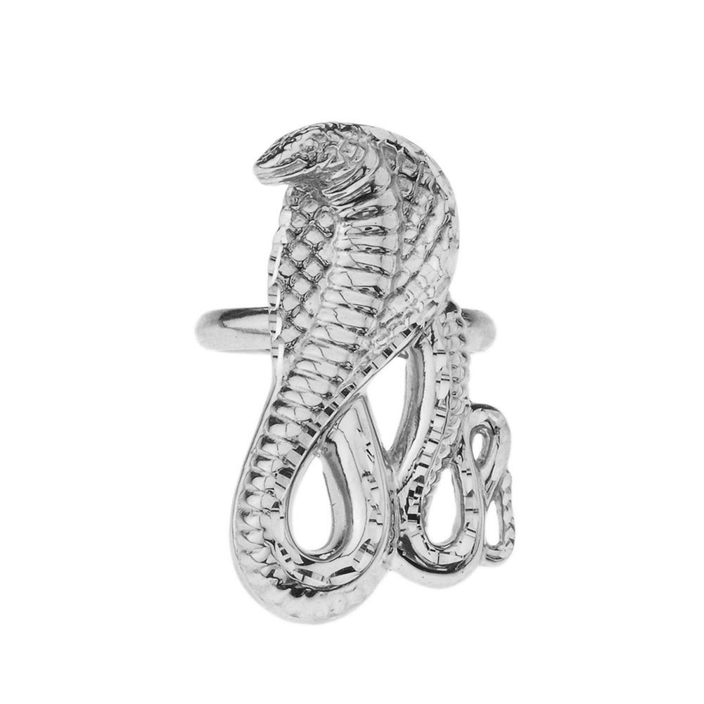 Snake Statement Ring in White Gold, view 2