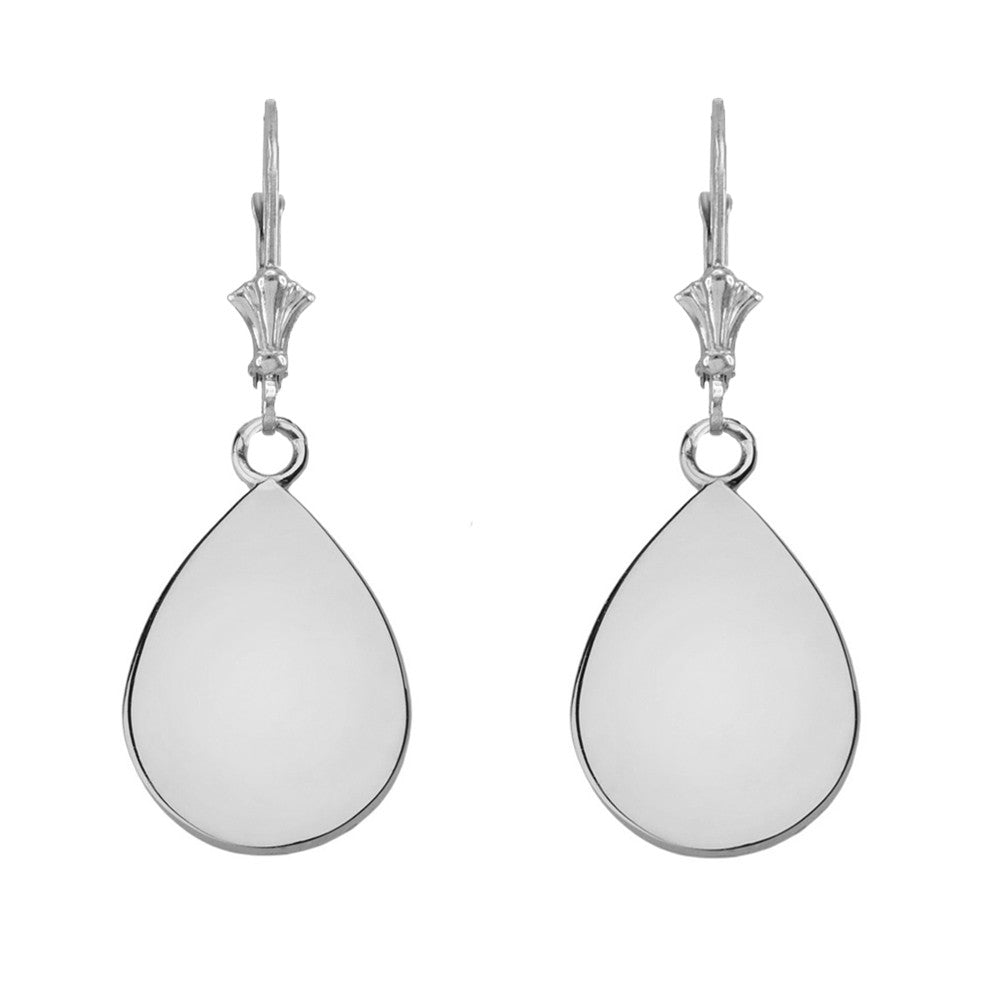 Solid 14K Yellow Gold Simple Tear Drop Leverback Earrings, view 3