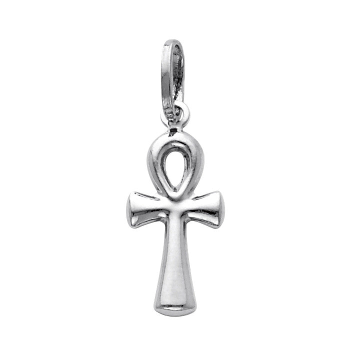 Solid Gold 14K Egyptian Ankh Cross Small Pendant, view 2