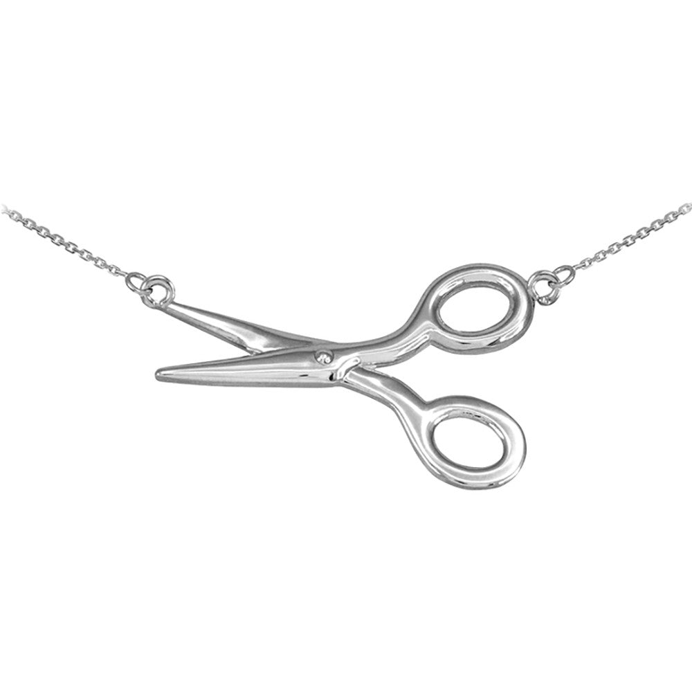 Solid Gold 14K Sideways Scissors Necklace, view 3