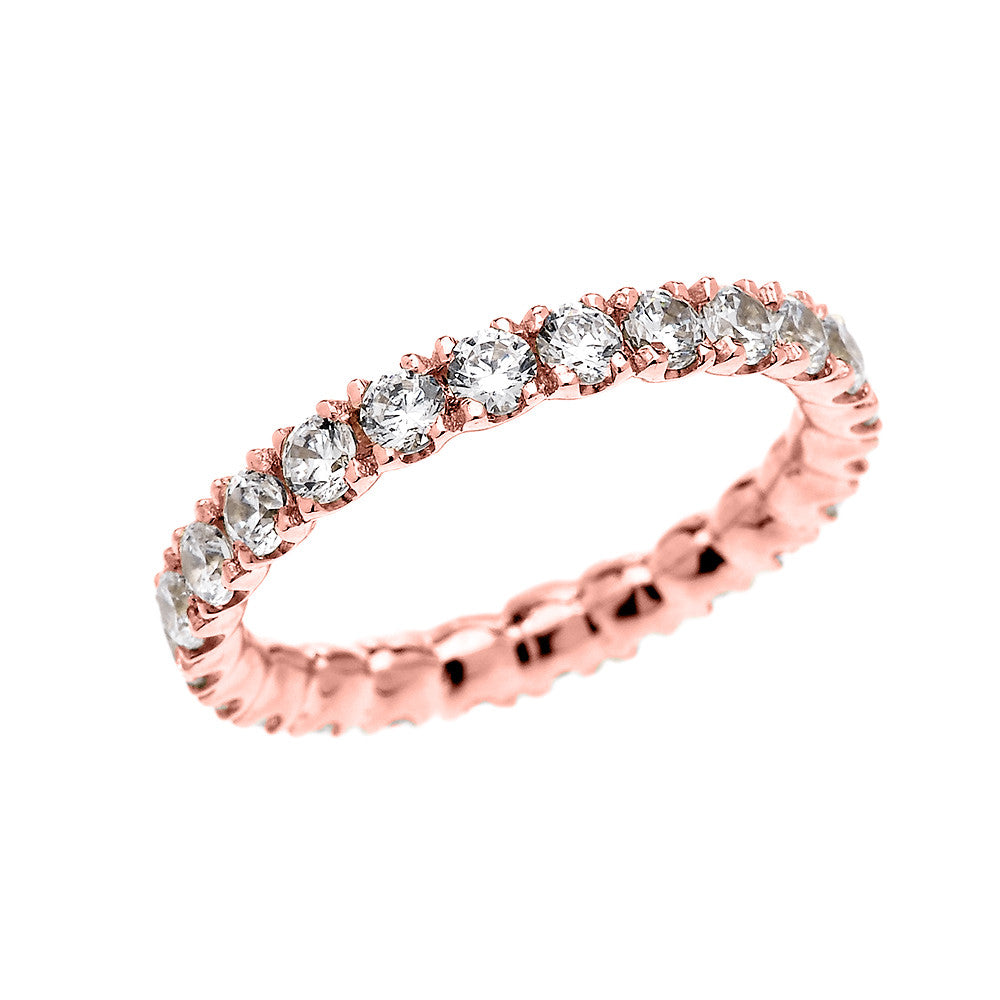 Solid Gold 2 Carat Cubic Zirconia Stackable Wedding Band, view 2