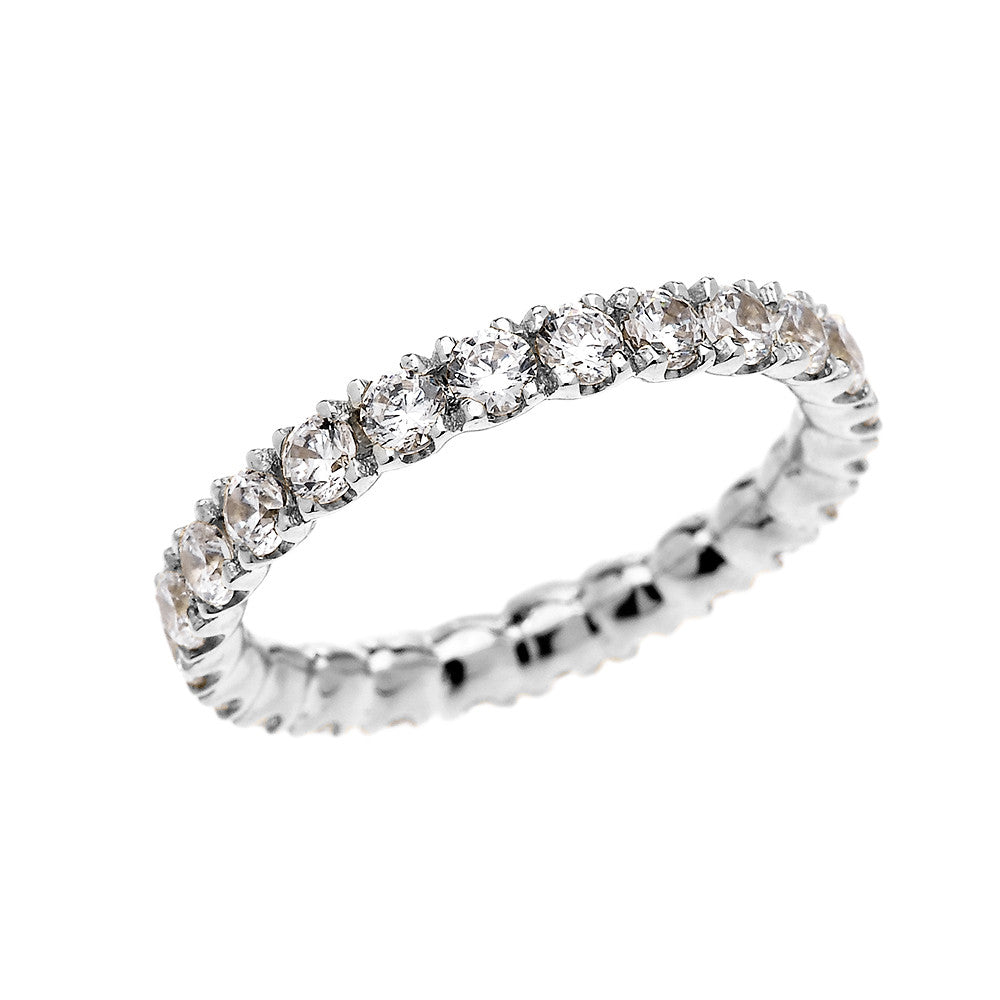 Solid Gold 2 Carat Cubic Zirconia Stackable Wedding Band, view 3