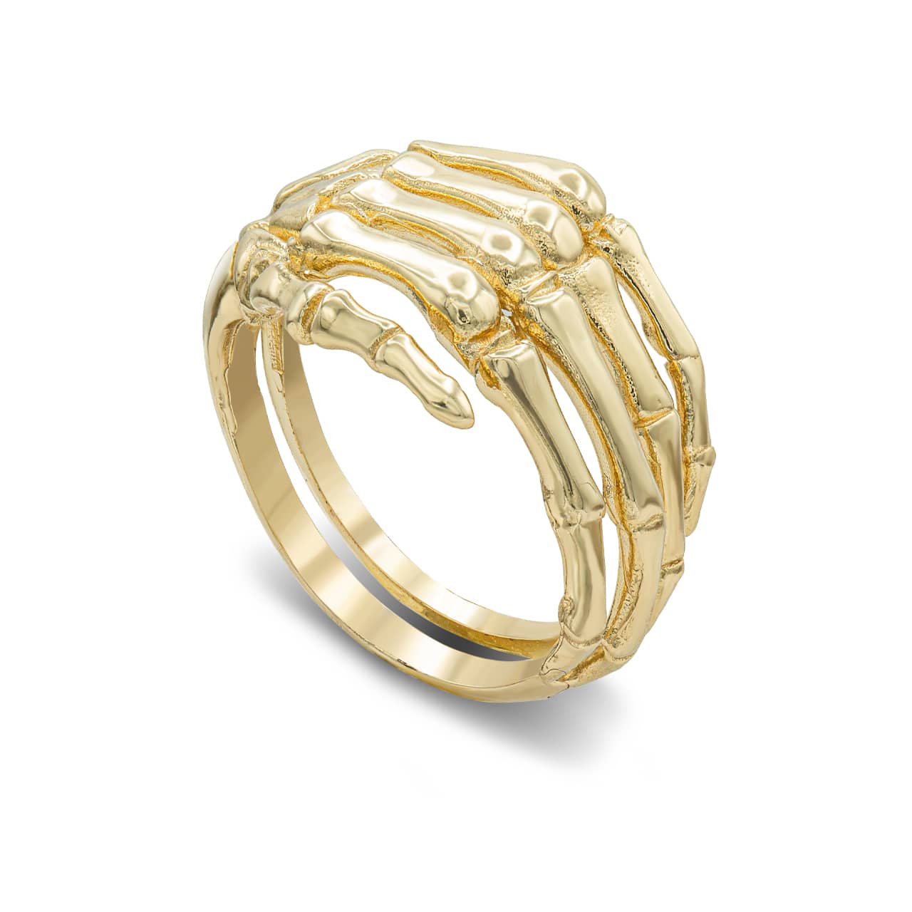 Solid Gold 3D Hand Skeleton Ring in Solid Gold