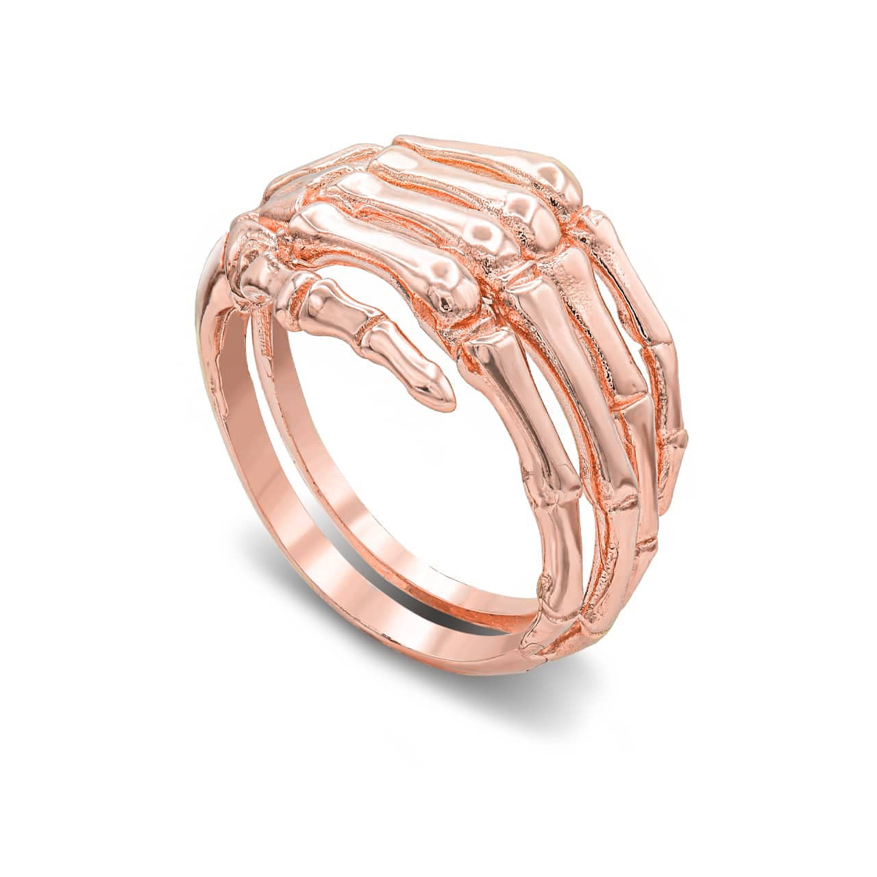 Solid Gold 3D Hand Skeleton Ring in Solid Gold, view 3