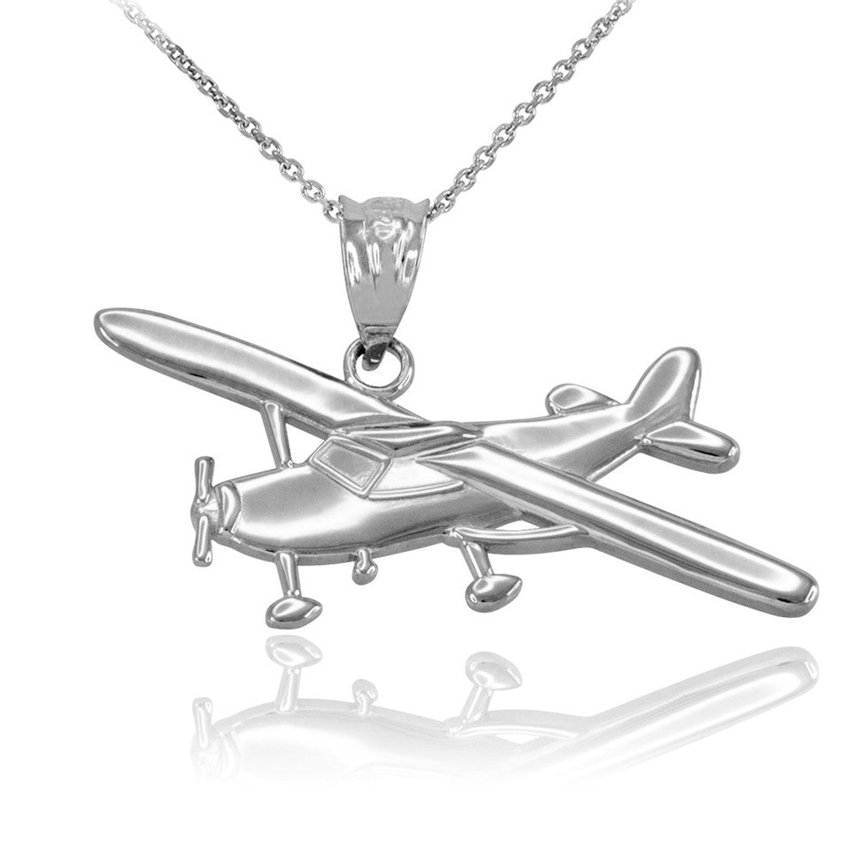 Solid Gold Airplane Pendant Necklace, view 3