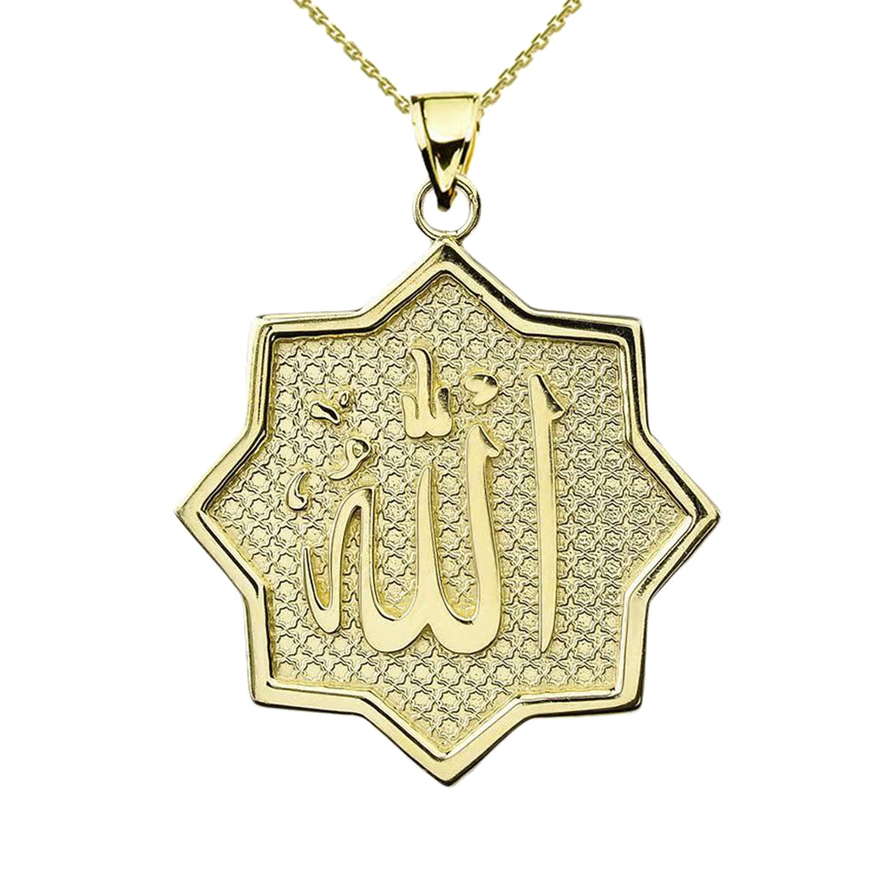 Solid Gold Allah in Star Pendant