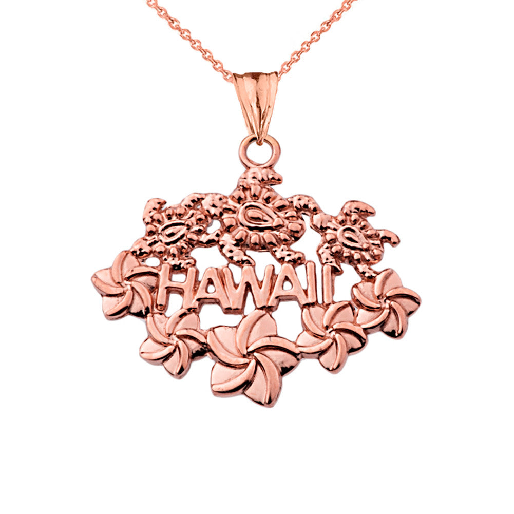 Solid Gold Aloha State Hawaii Pendant Necklace, view 2