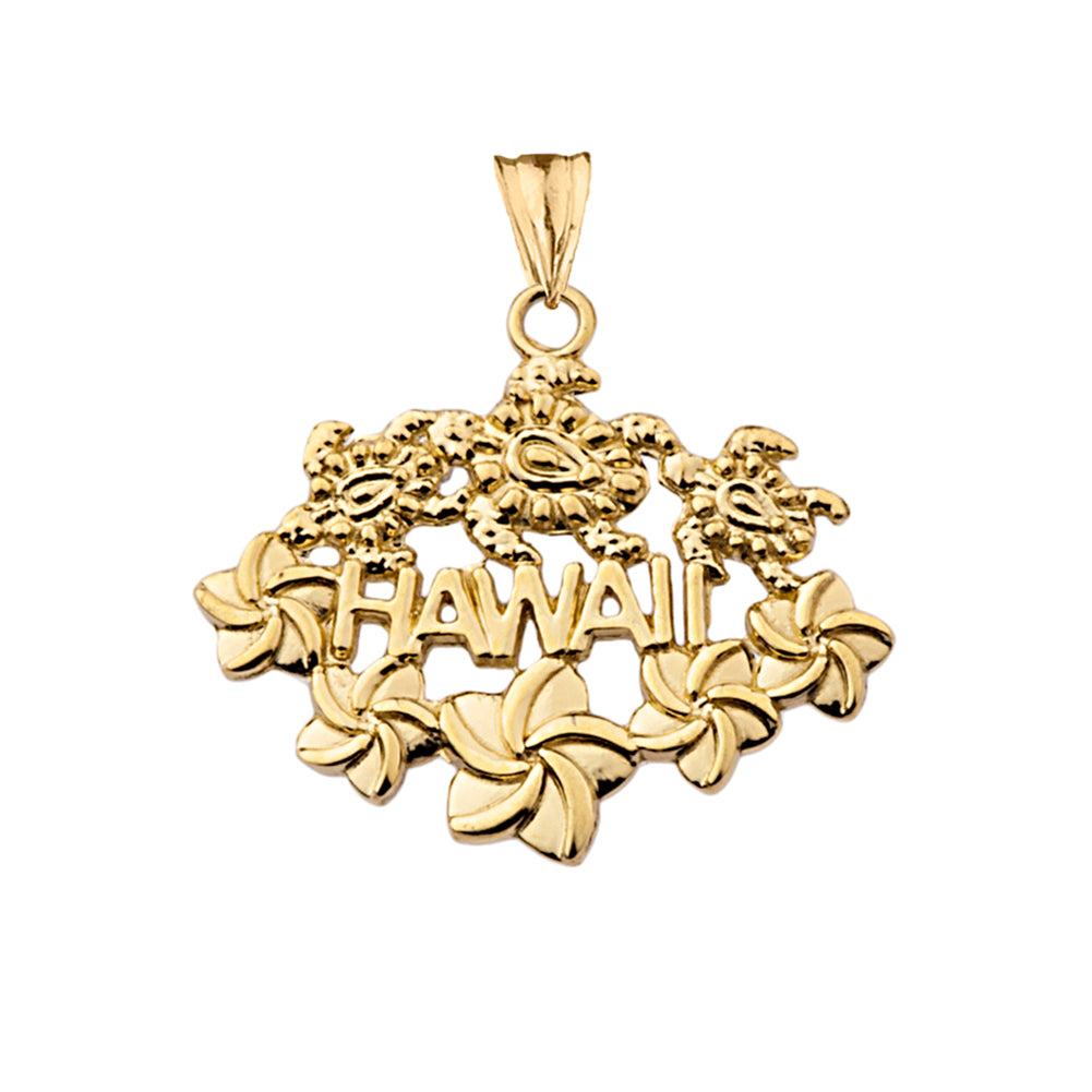 Solid Gold Aloha State Hawaii Pendant Necklace, view 4
