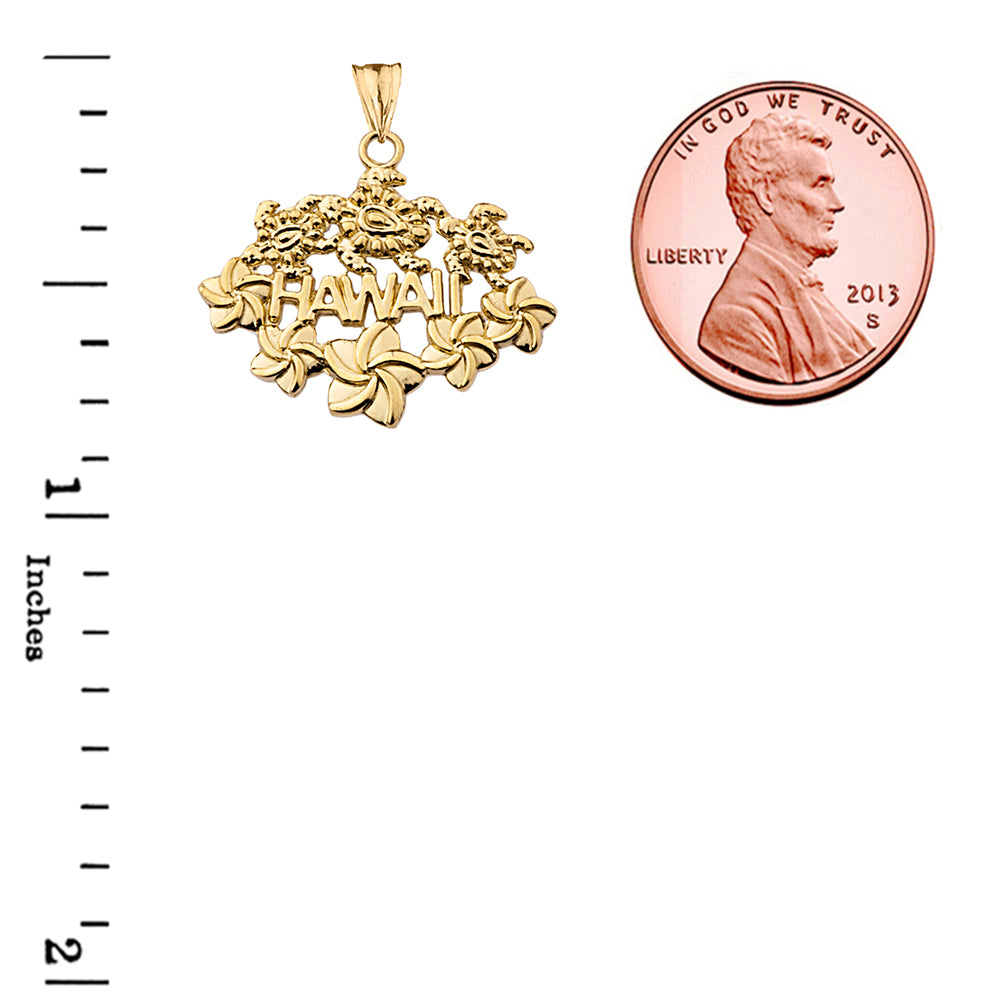 Solid Gold Aloha State Hawaii Pendant Necklace, view 5