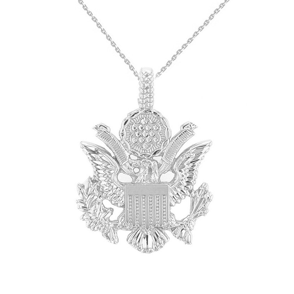 Solid Gold American Eagle Coat of Arms Pendant Necklace, view 3