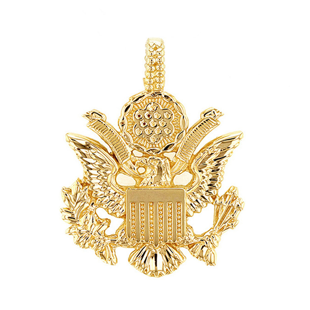 Solid Gold American Eagle Coat of Arms Pendant Necklace, view 4