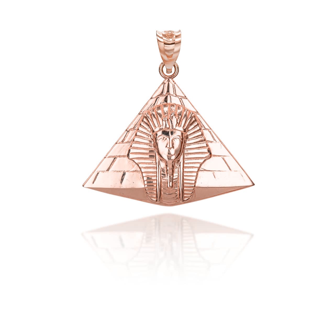 Solid Gold Ancient Egyptian Pharaoh Pyramid Pendant Necklace, view 2