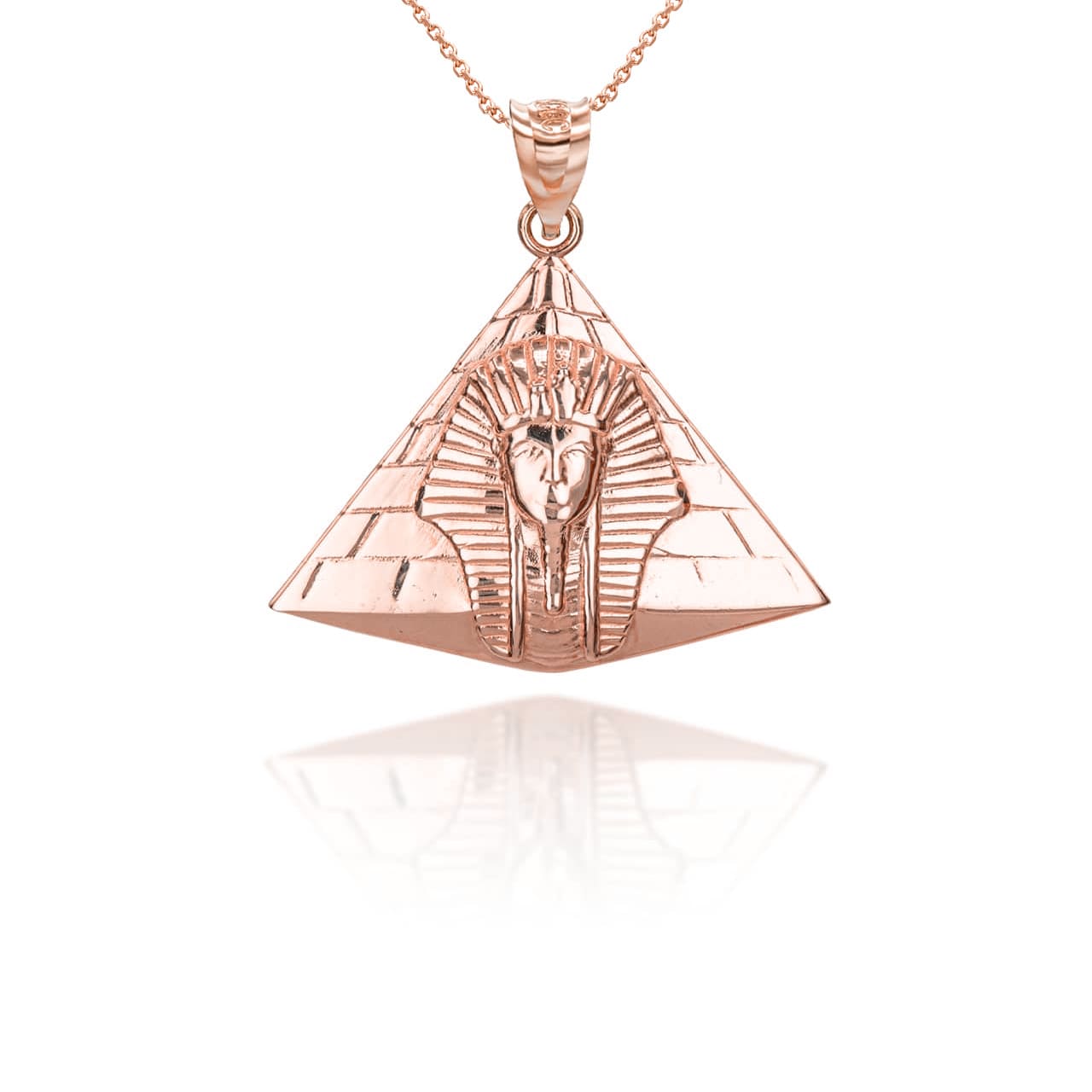 Solid Gold Ancient Egyptian Pharaoh Pyramid Pendant Necklace, view 8